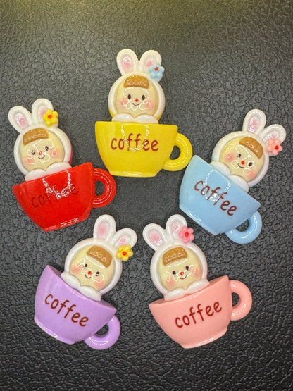 Easter Bunny Coffee Cup Acrylic Charm