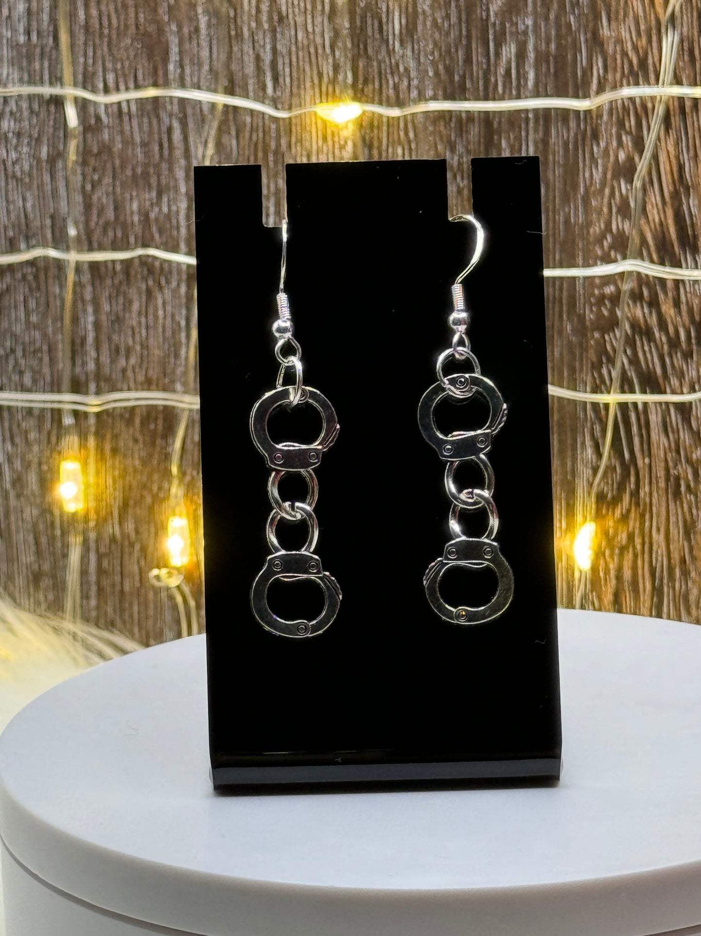 Silver Handcuff Dangle Earrings