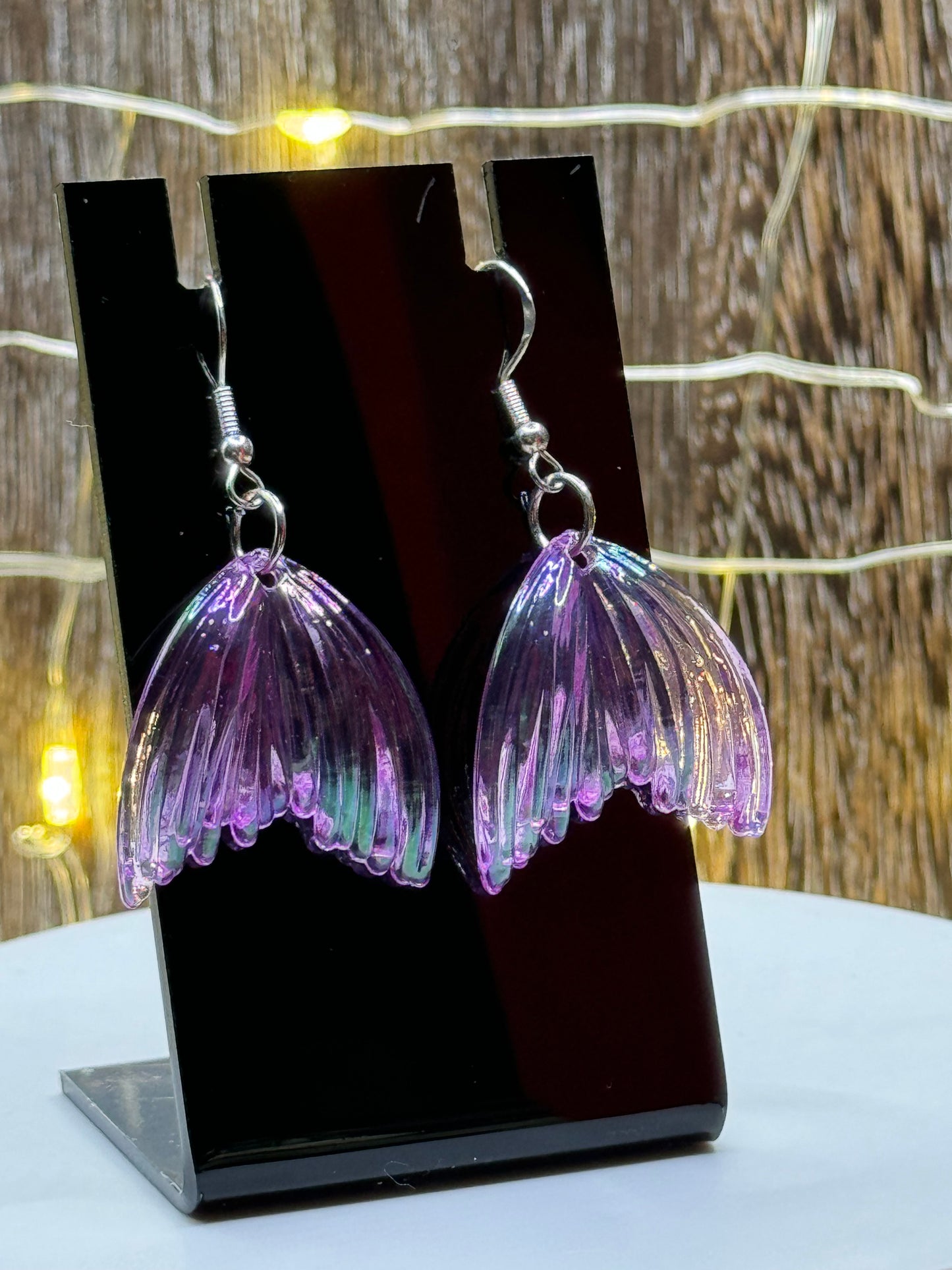 Purple Mermaid Tail Dangle Earrings